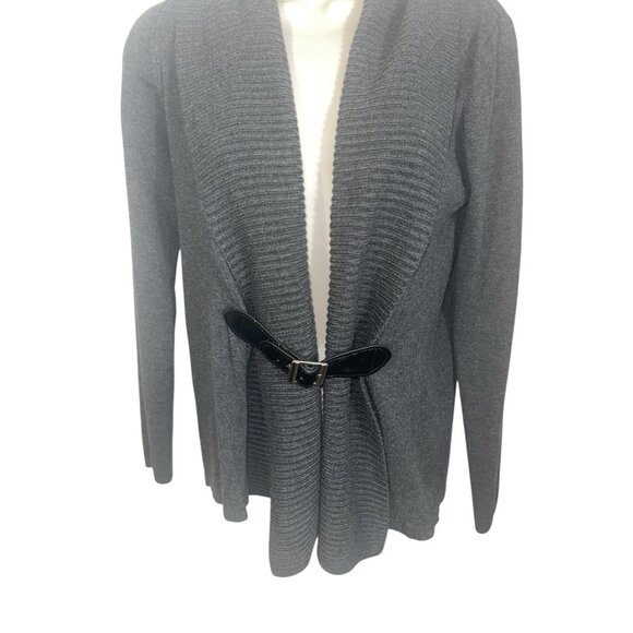 PREMISE STUDIO Women's Size Small Heather Gray Open Cardigan with Built In Belt - Picture 5 of 15